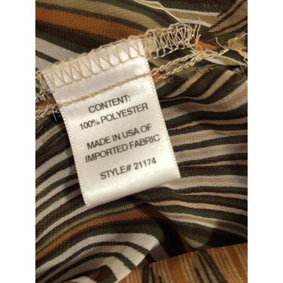 TRAVELSMITH Sheer Brown Feather Animal Print Beaded Collar Tunic Blouse Small - Picture 7 of 9